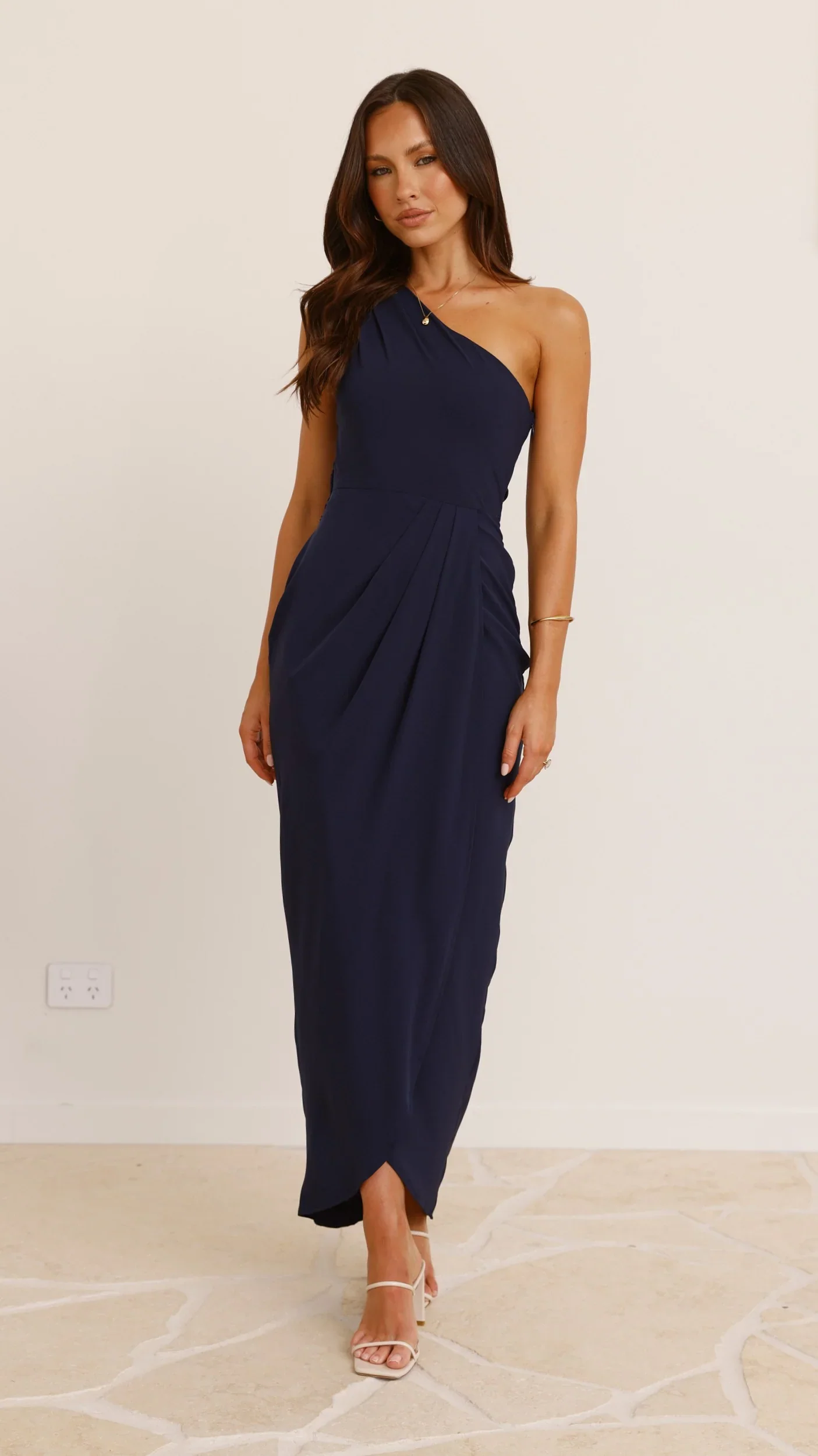Clara One Shoulder Maxi Dress - Navy