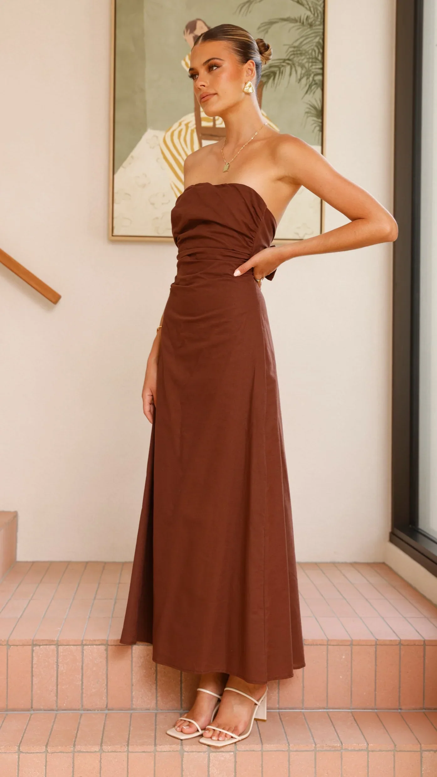 Bolivia Strapless Midi Dress - Chocolate