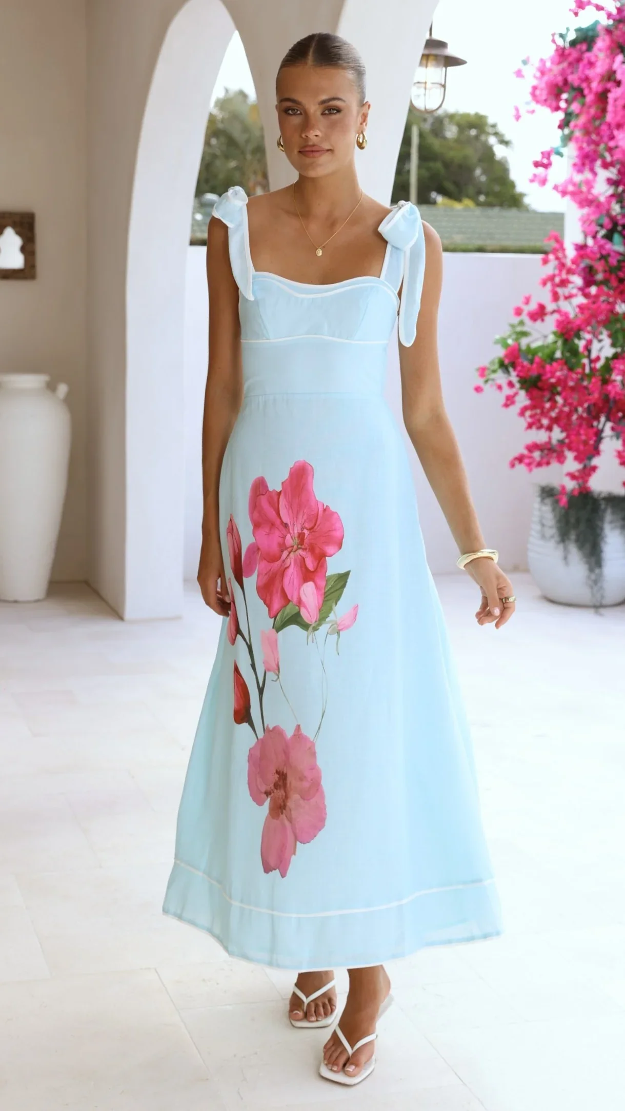 Beverly Maxi Dress - Blue/Pink Floral