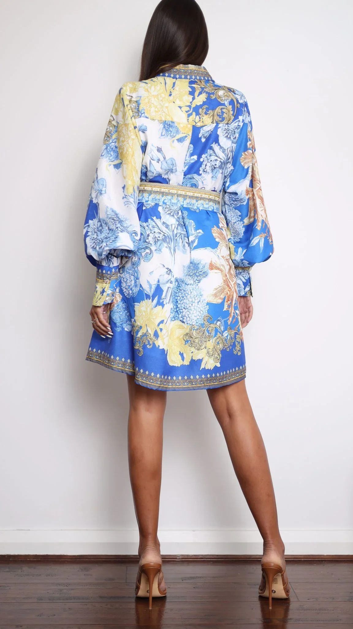 Annika Long Sleeve Mini Dress - Blue Doll