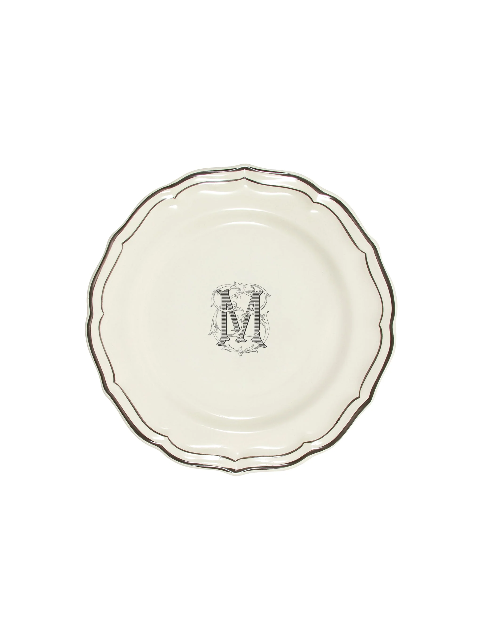 Gien Filet Midnight Monogram Salad Plate