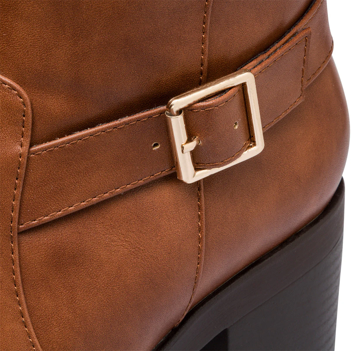 Stivali marroni da donna con tacco 8 cm e cinturino Swish Jeans