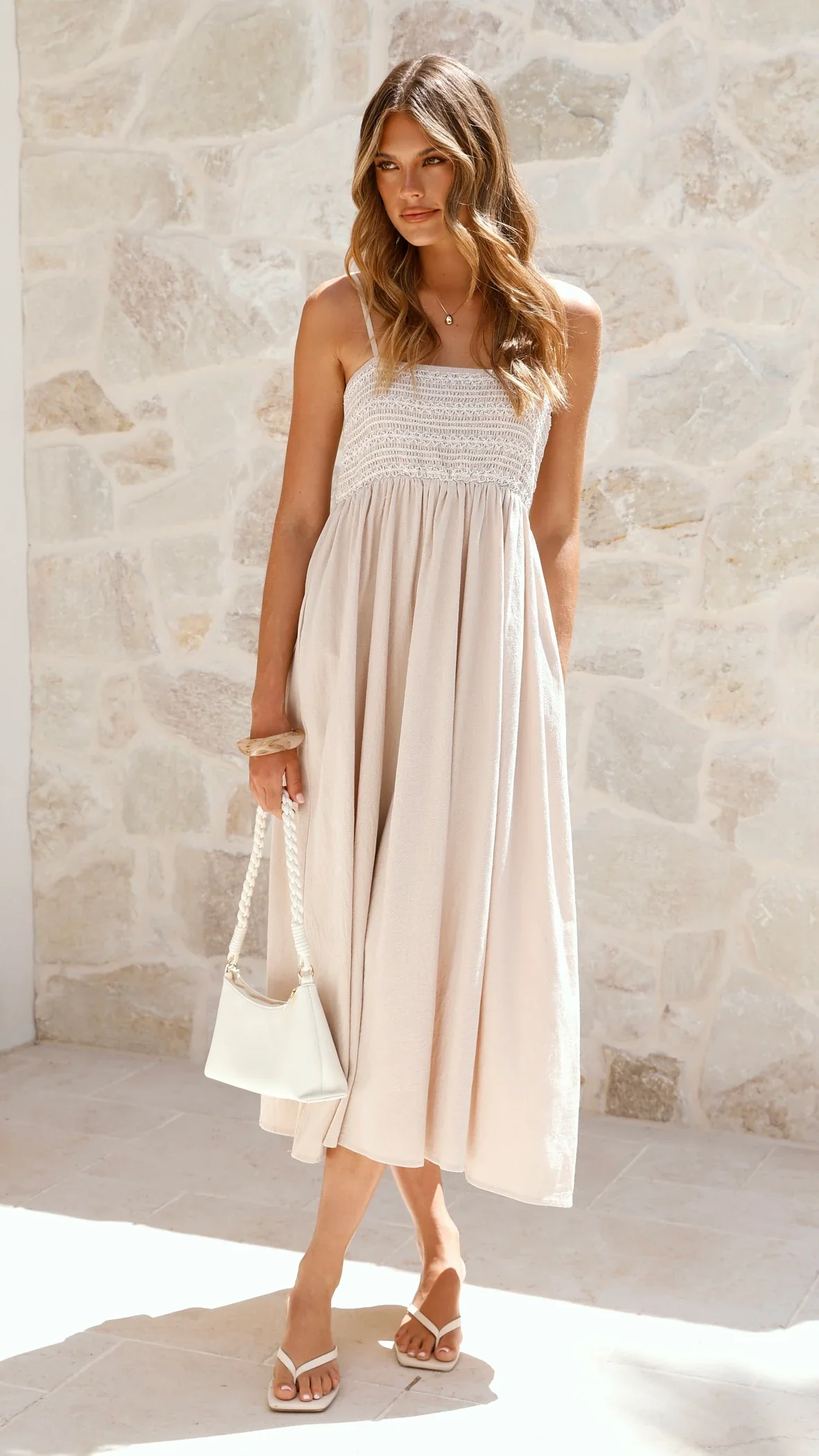 Kinsley Midi Dress - Beige