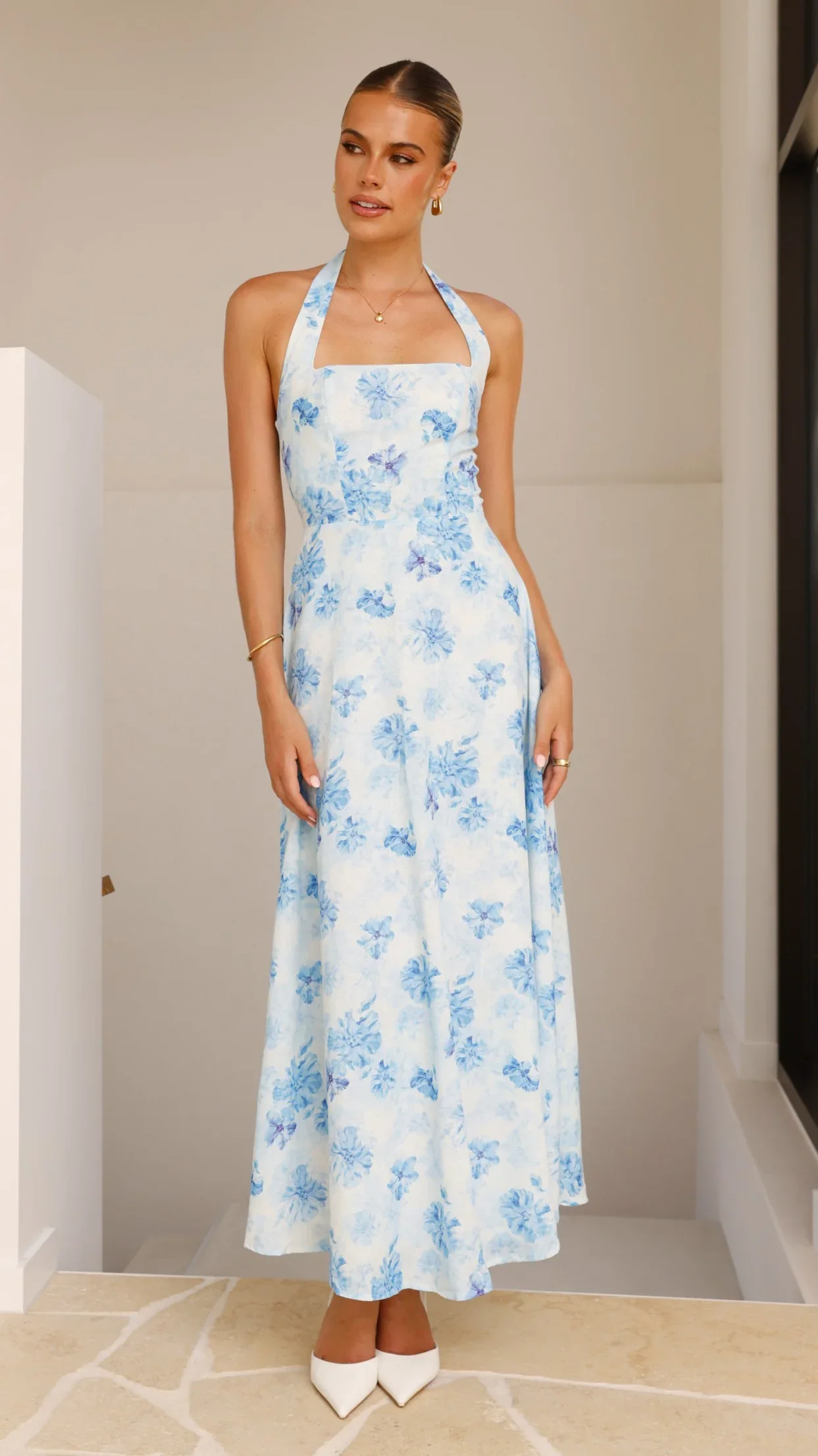 Mady Maxi Dress - Blue Floral