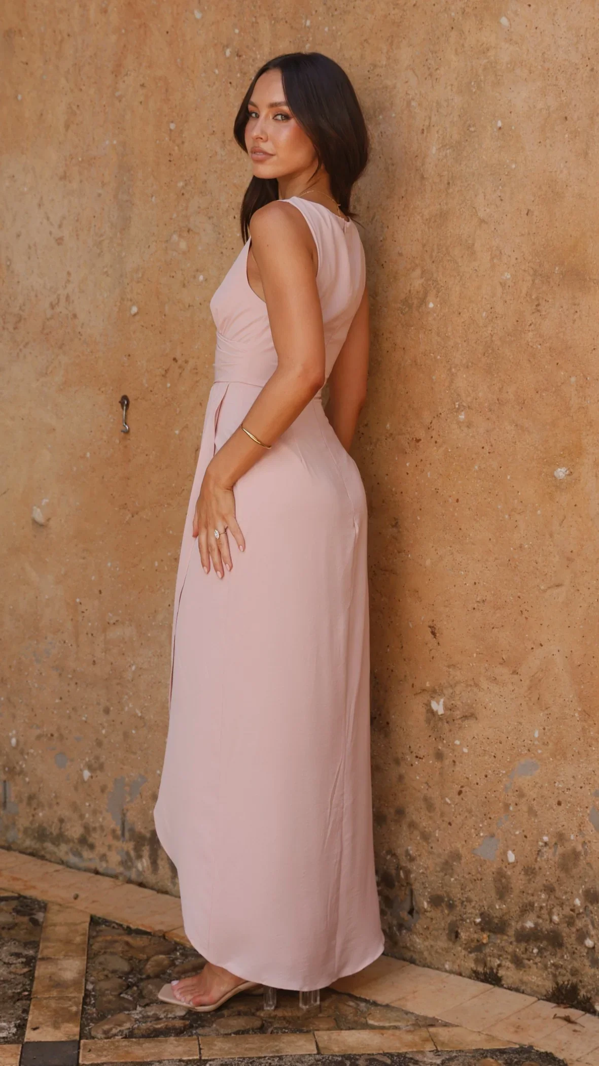 Pamela V Neck Maxi Dress - Dusty Pink