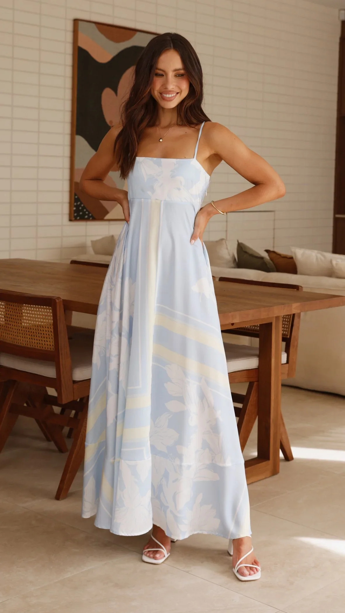 Kaethe Maxi Dress - Blue/Yellow