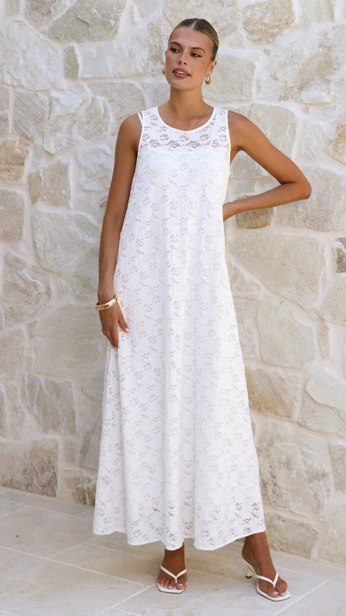 Cerelia Maxi Dress - White Lace