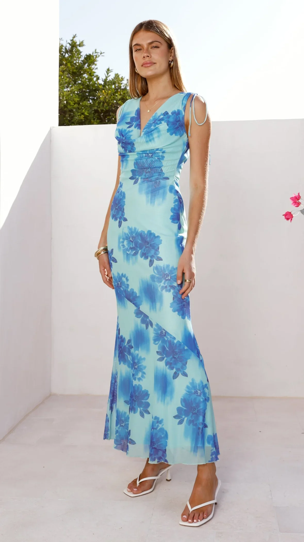 Nikova Maxi Dress - Blue Floral