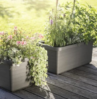 Parsell singel, dyrkepotte med selvvanning på hjul - lys grå