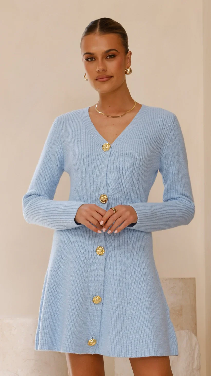 Catarina Long Sleeve Mini Dress - Blue