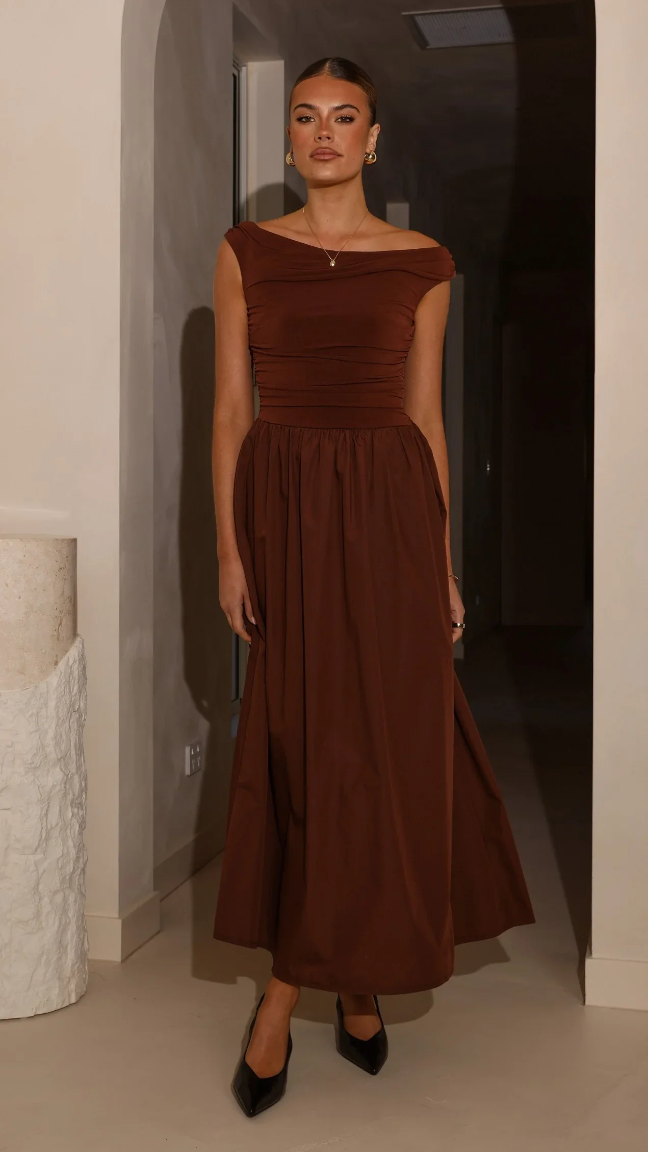 Immy Midi Dress - Brown