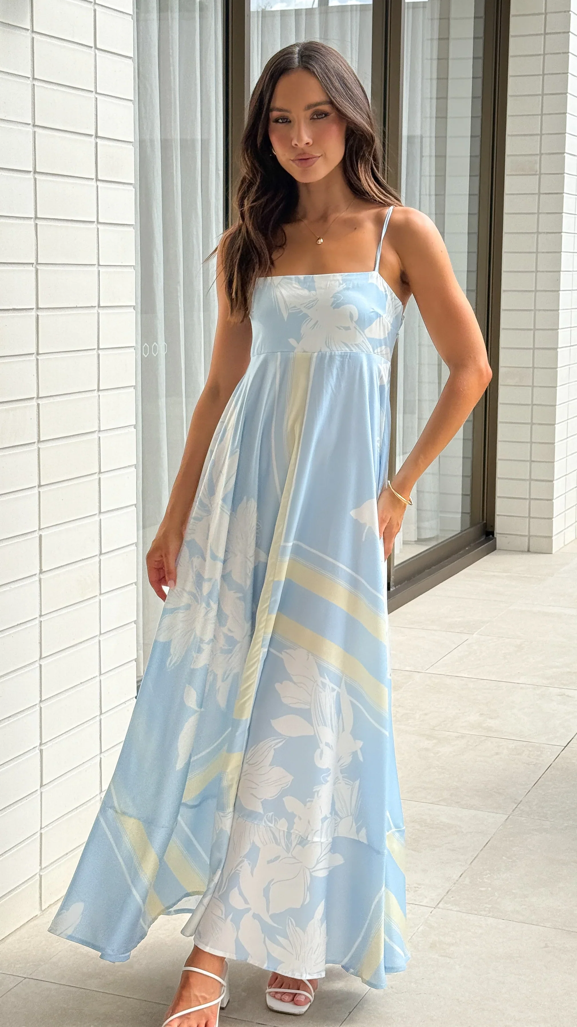 Kaethe Maxi Dress - Blue/Yellow