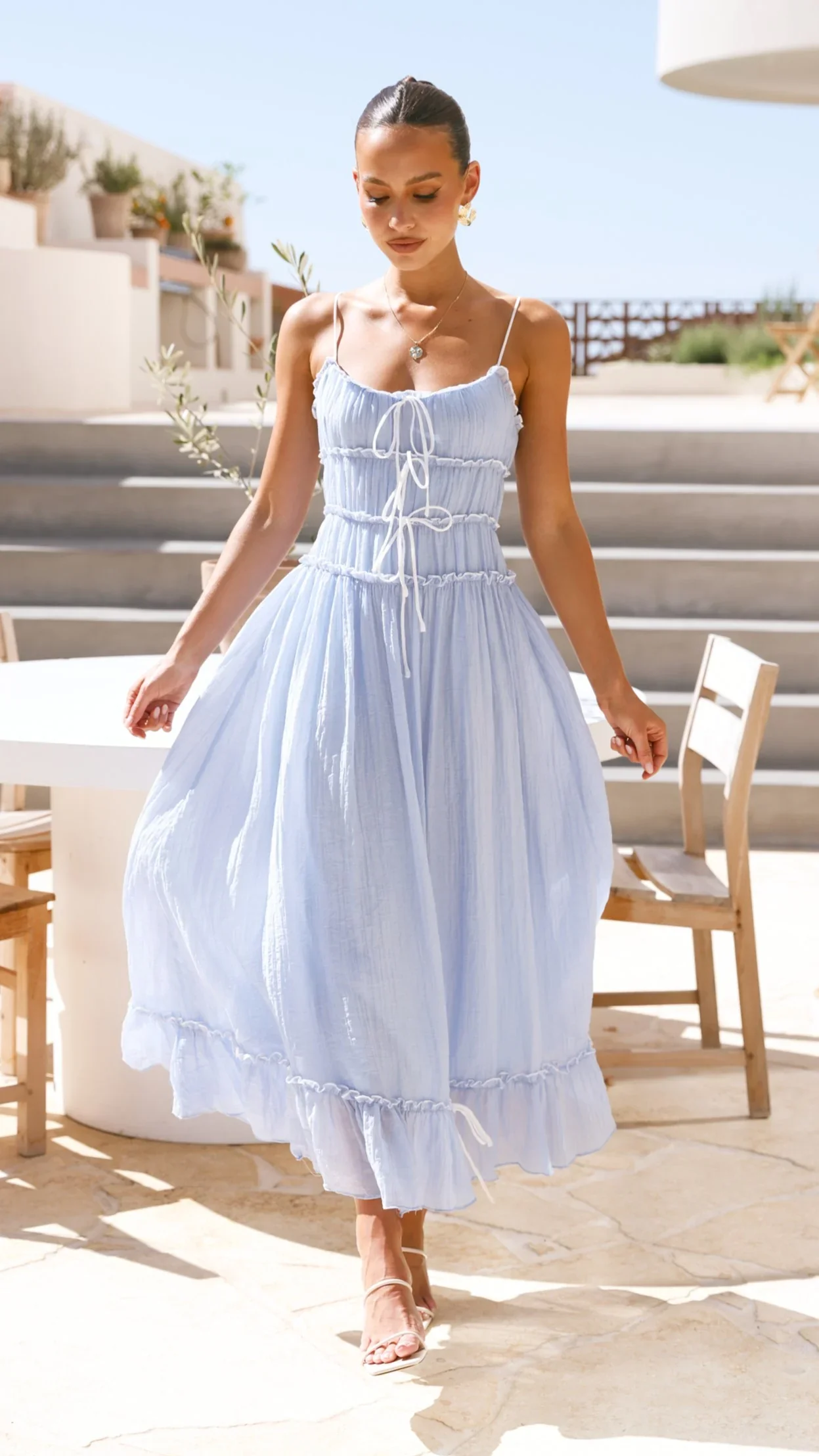 Halo Maxi Dress - Blue / White