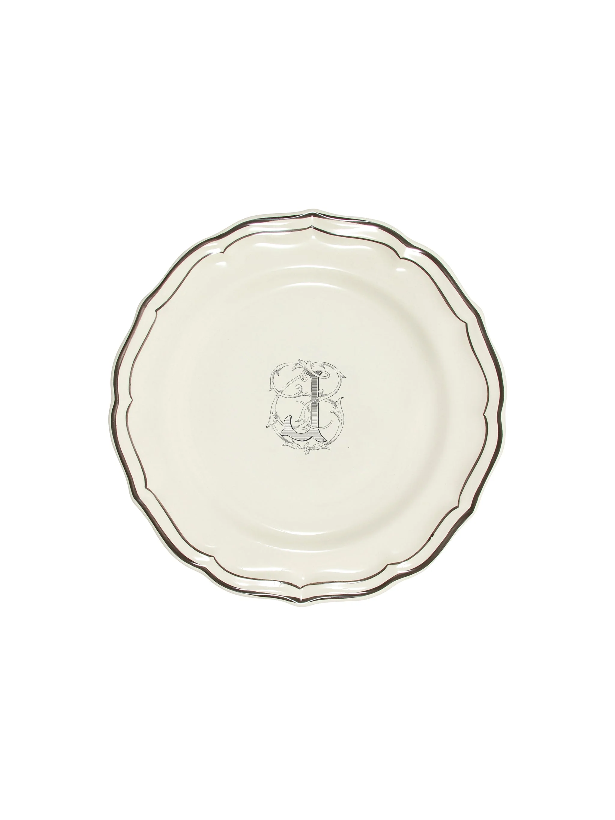 Gien Filet Midnight Monogram Salad Plate