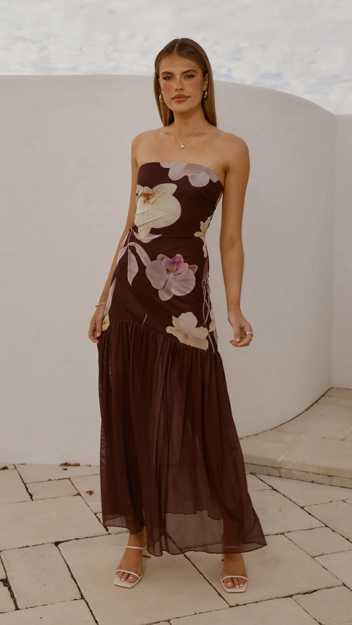 Elle Maxi Dress - Brown Floral