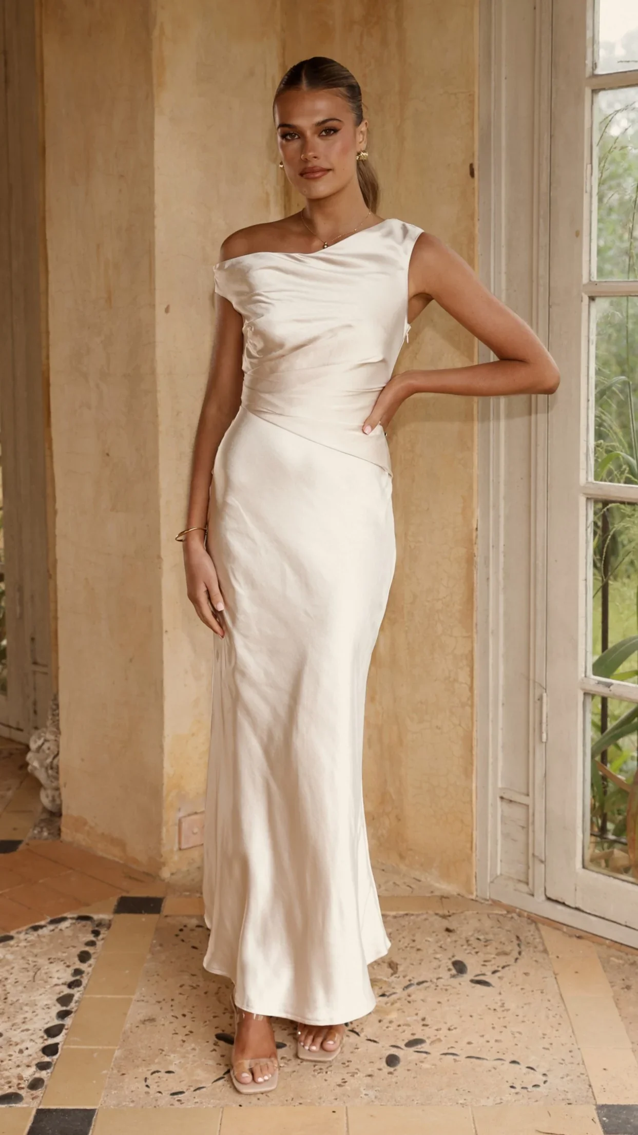 Auria Off Shoulder Maxi Dress - Champagne