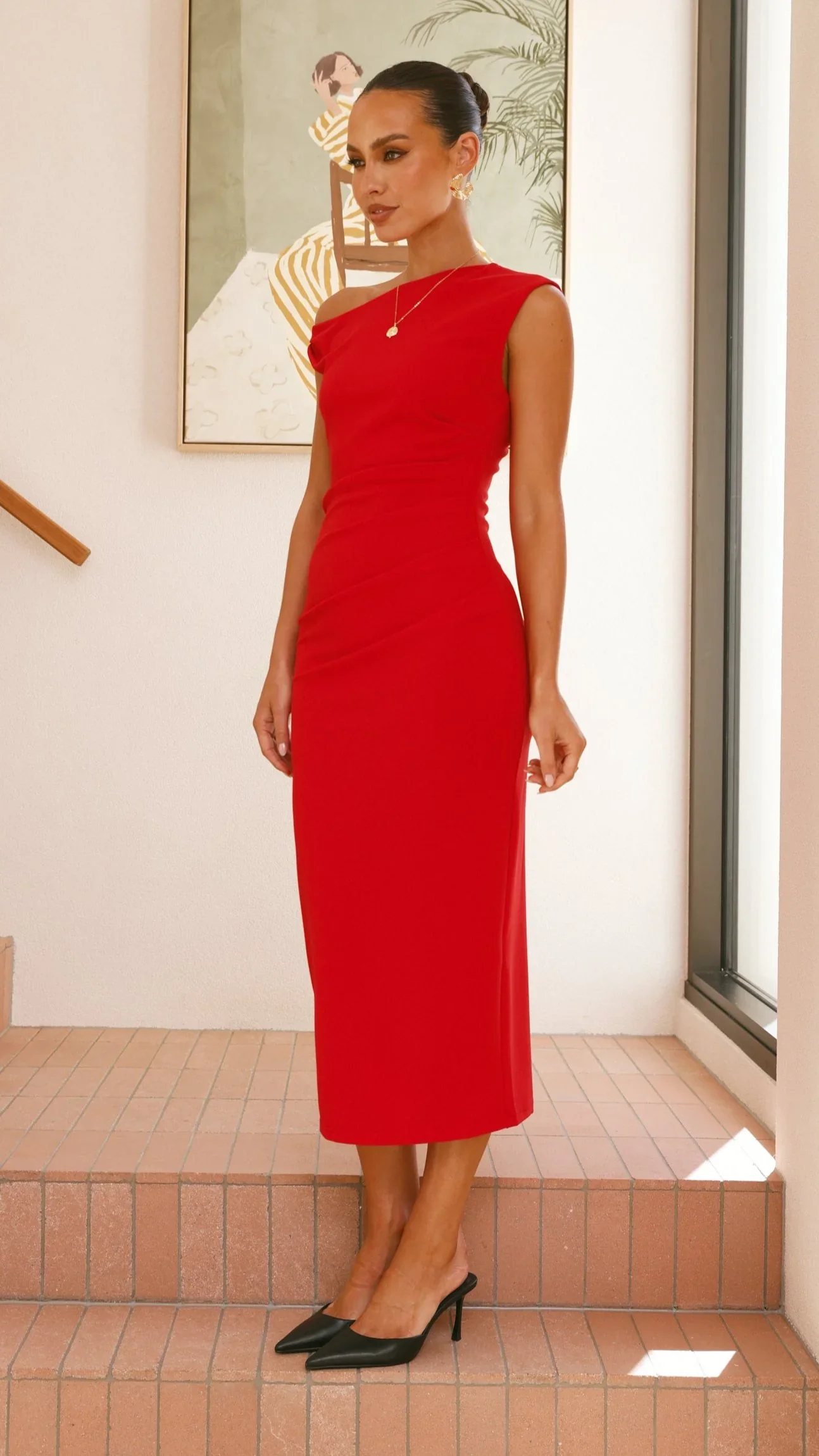 Lilah Midi Dress - Red
