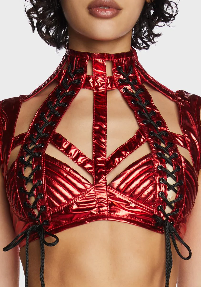 Rude Awakening Harness Bra Top - Red