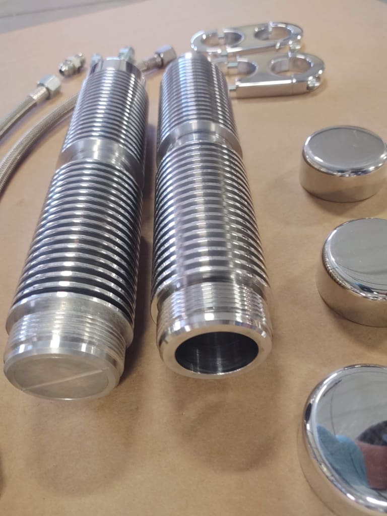 BIG DOG MOTORCYCLES POL BILLET OIL COOLER KIT w/ STASH TUBE BRACKETS STRAIGHT