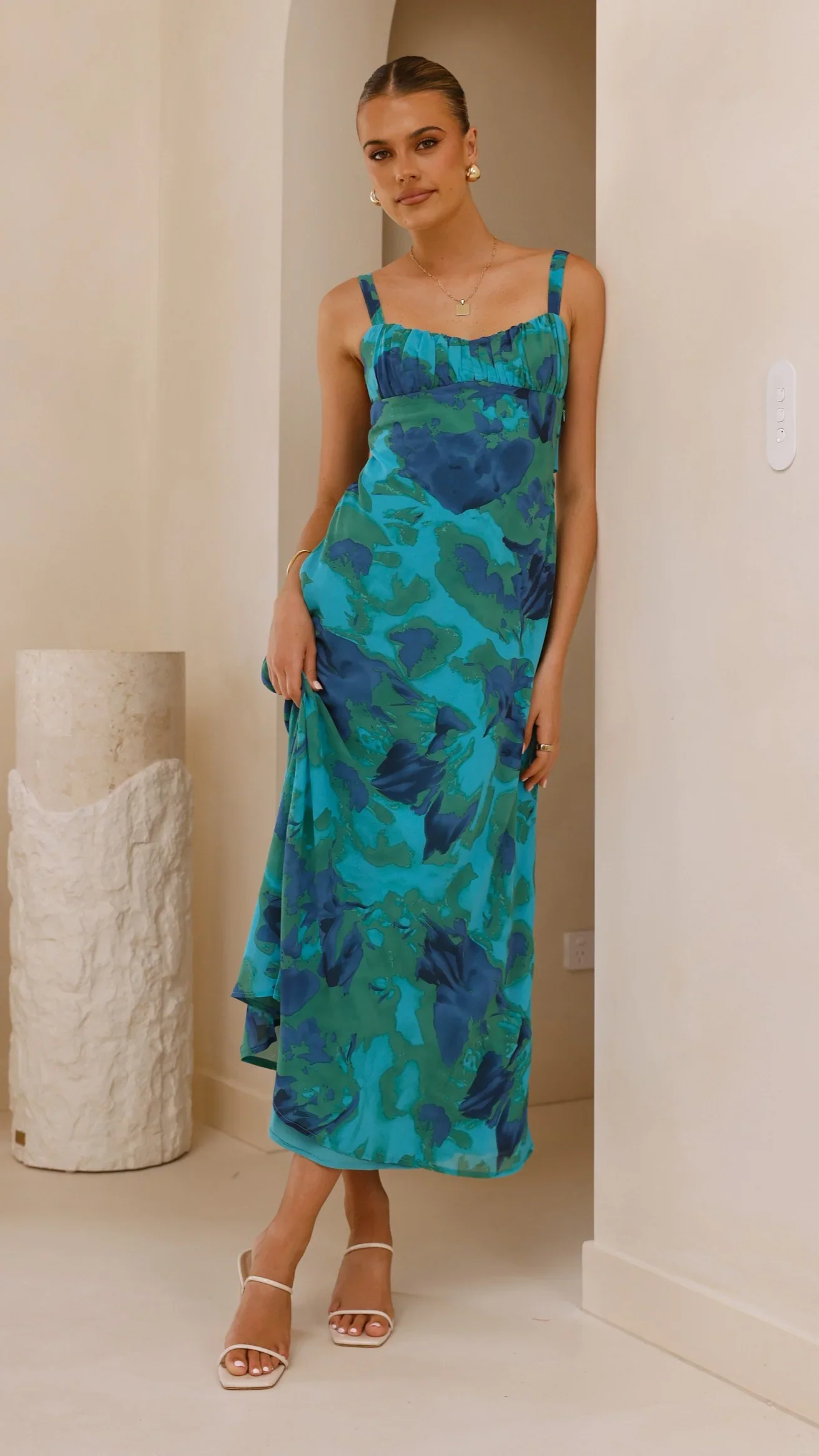 Margo Midi Dress - Blue/Green Floral