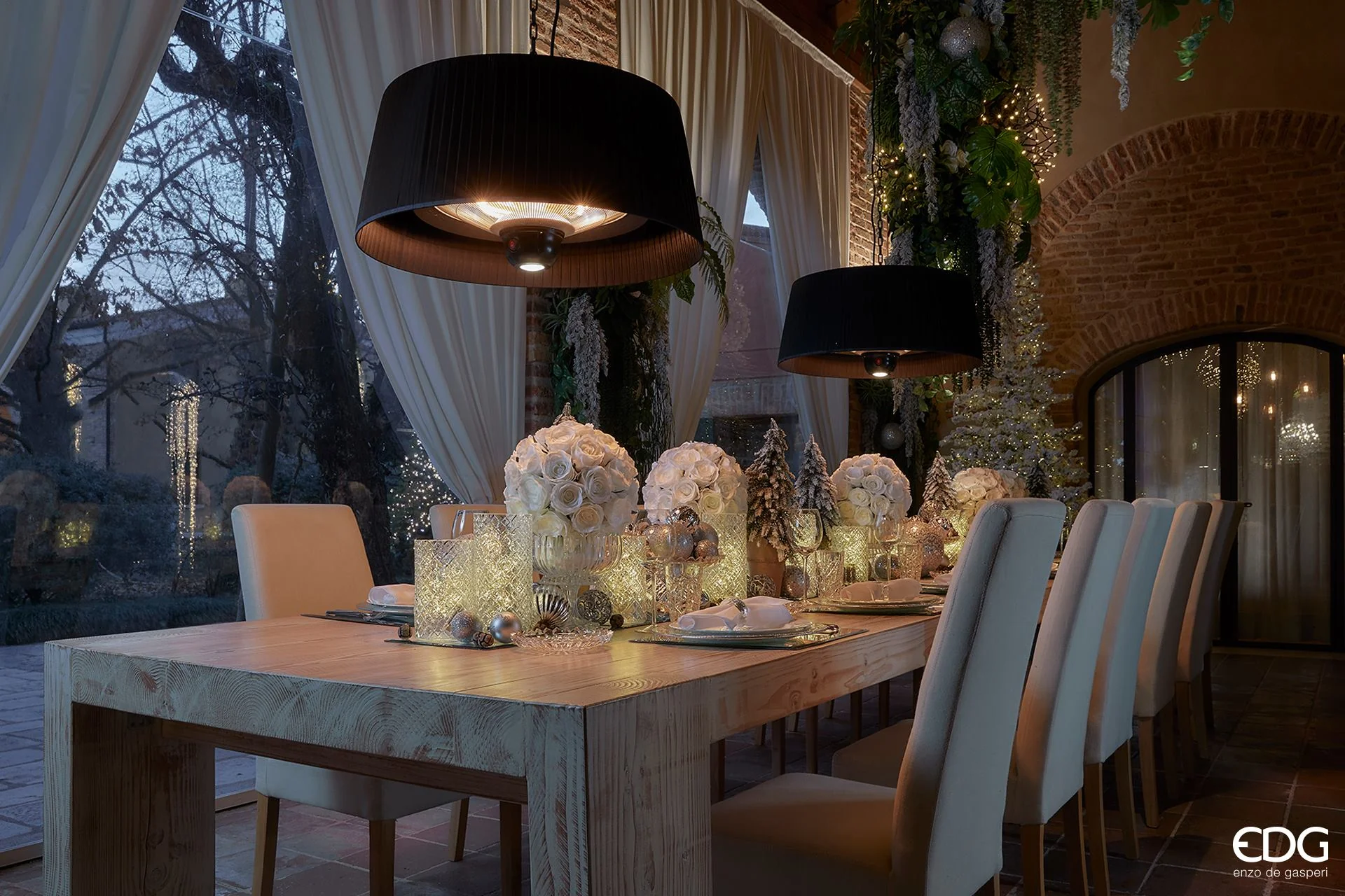 EDG Enzo De Gasperi Lampada Infrarossi Riscaldante da Appendere H 30 Cm D 74 Cm Black