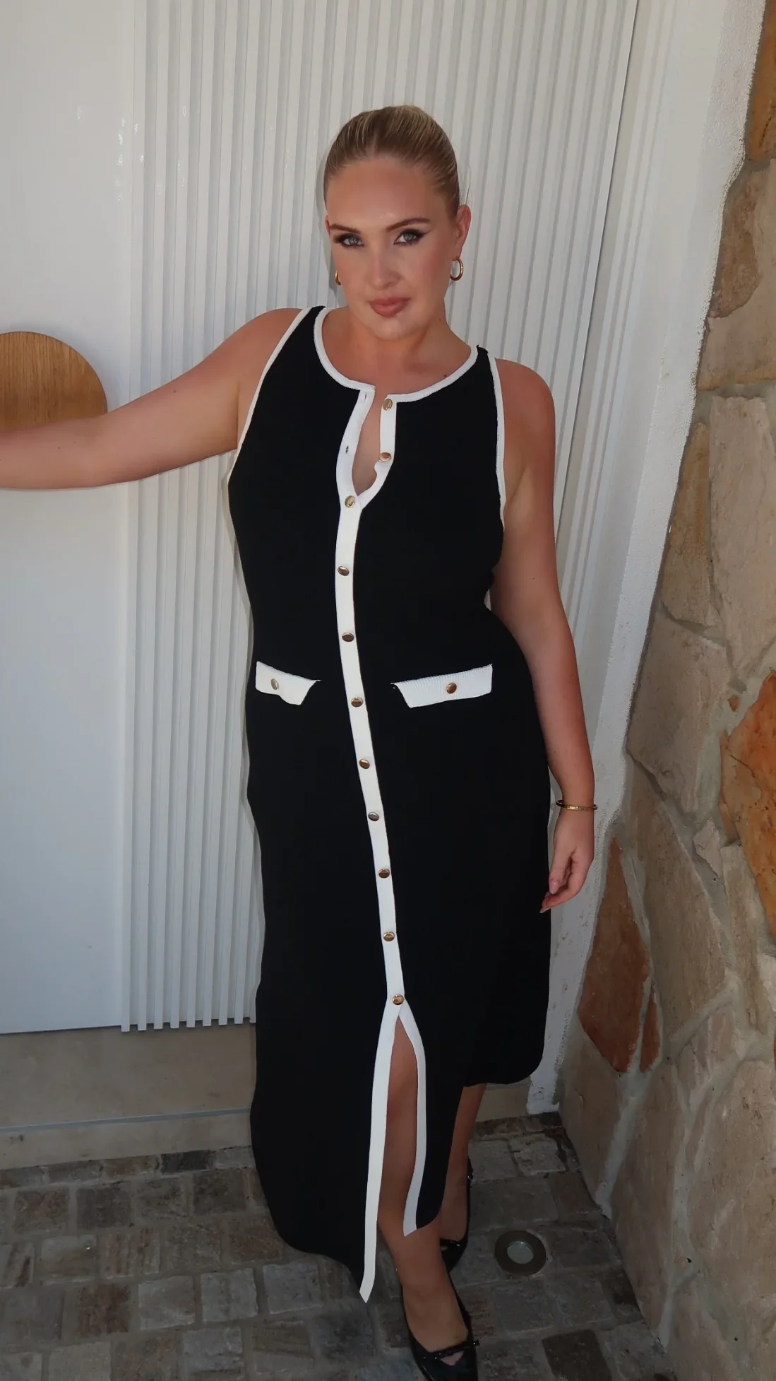Antoinette Maxi Dress - Black/White