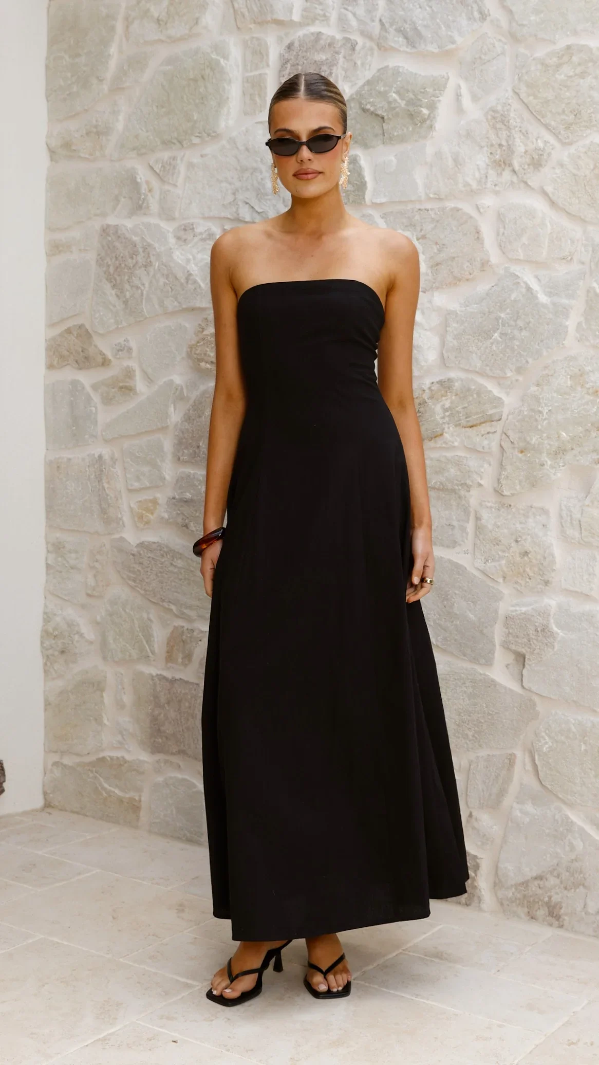 Astrid Strapless Maxi Dress - Black