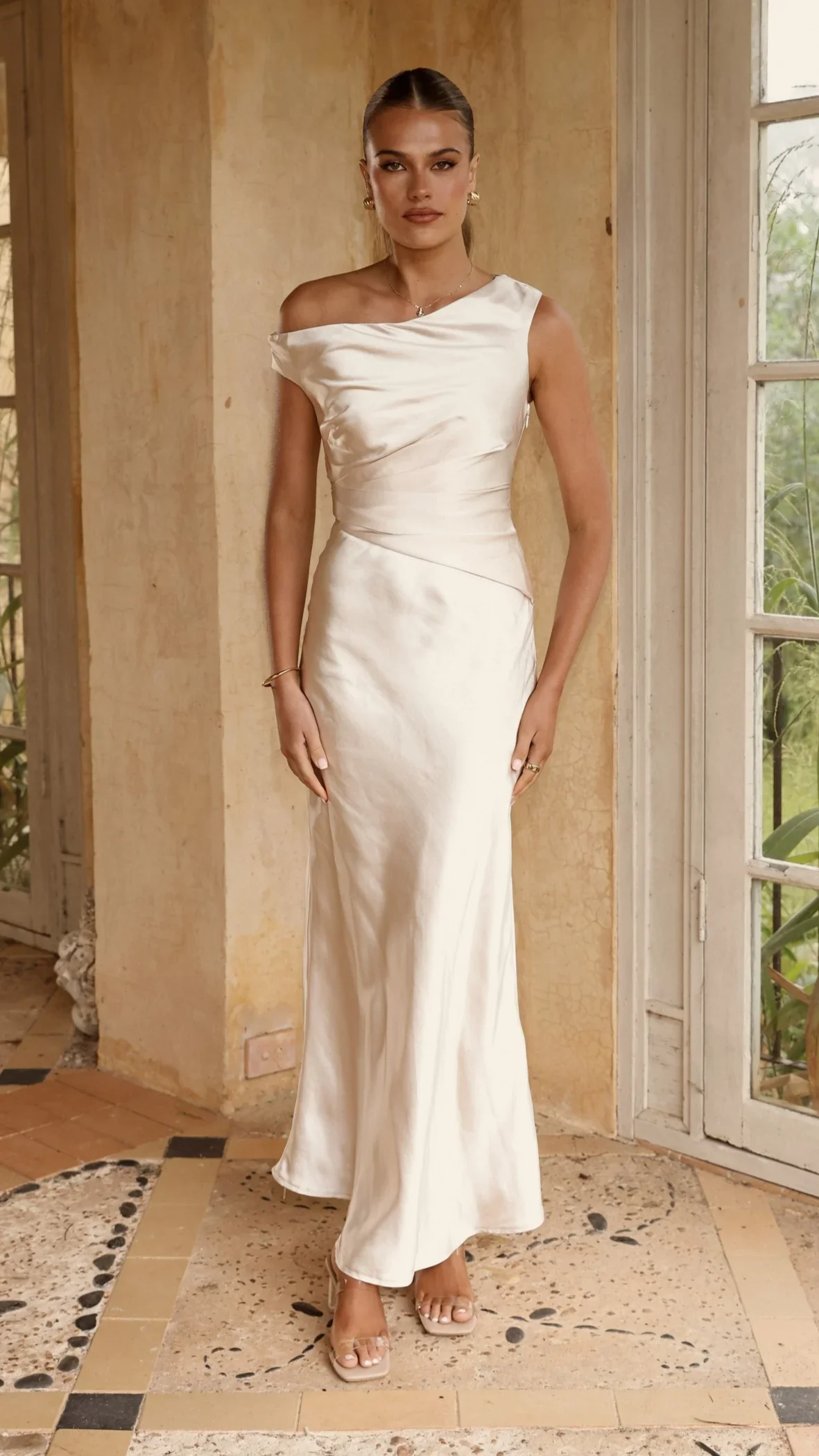 Auria Off Shoulder Maxi Dress - Champagne