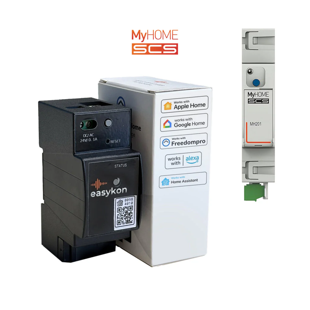 Easykon for MyHome + Gateway MH201 | Dispositivo da barra DIN, bridge con connessione Ethernet per il controllo smart dell'impianto domotico BTicino MyHome SCS.