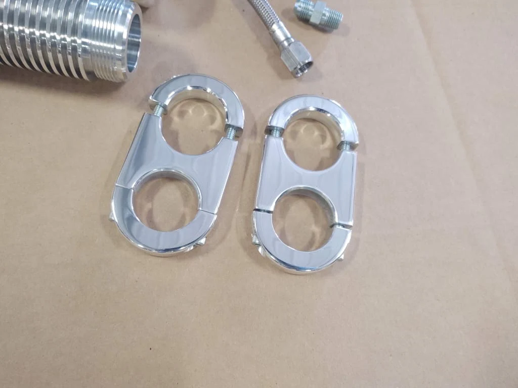 BIG DOG MOTORCYCLES POL BILLET OIL COOLER KIT w/ STASH TUBE BRACKETS STRAIGHT