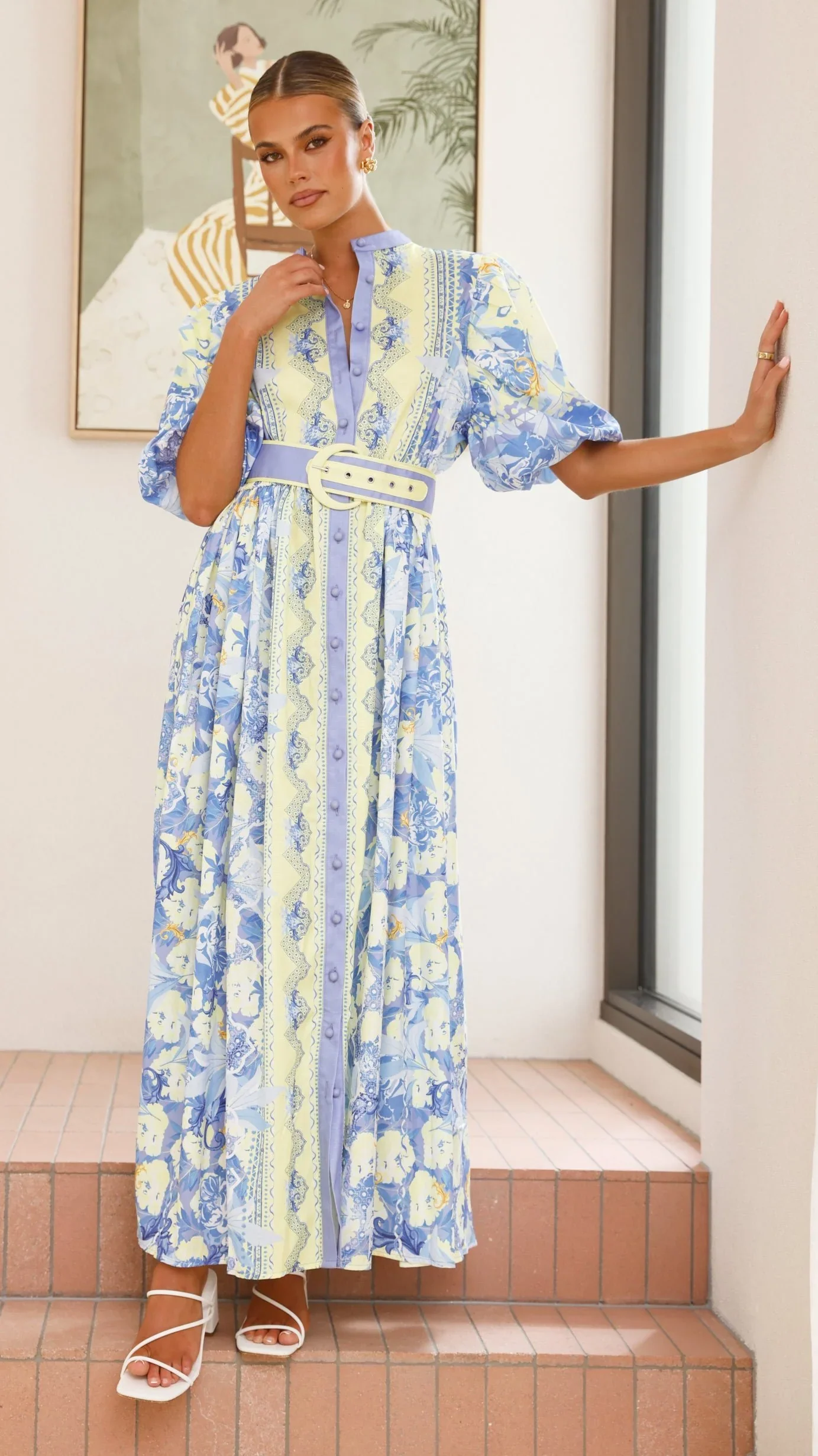 Claudelle Maxi Dress - Blue/Yellow