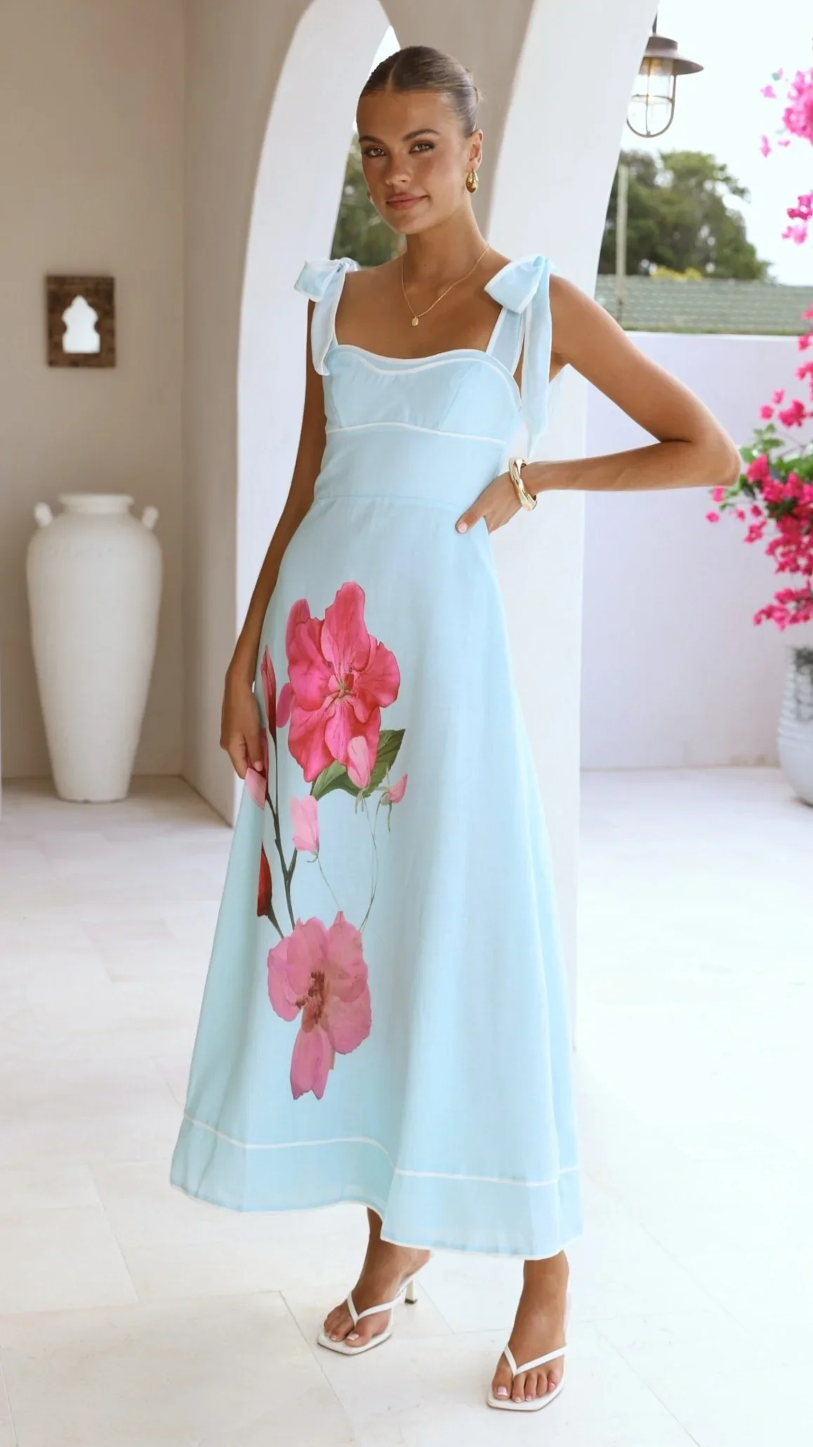 Beverly Maxi Dress - Blue/Pink Floral