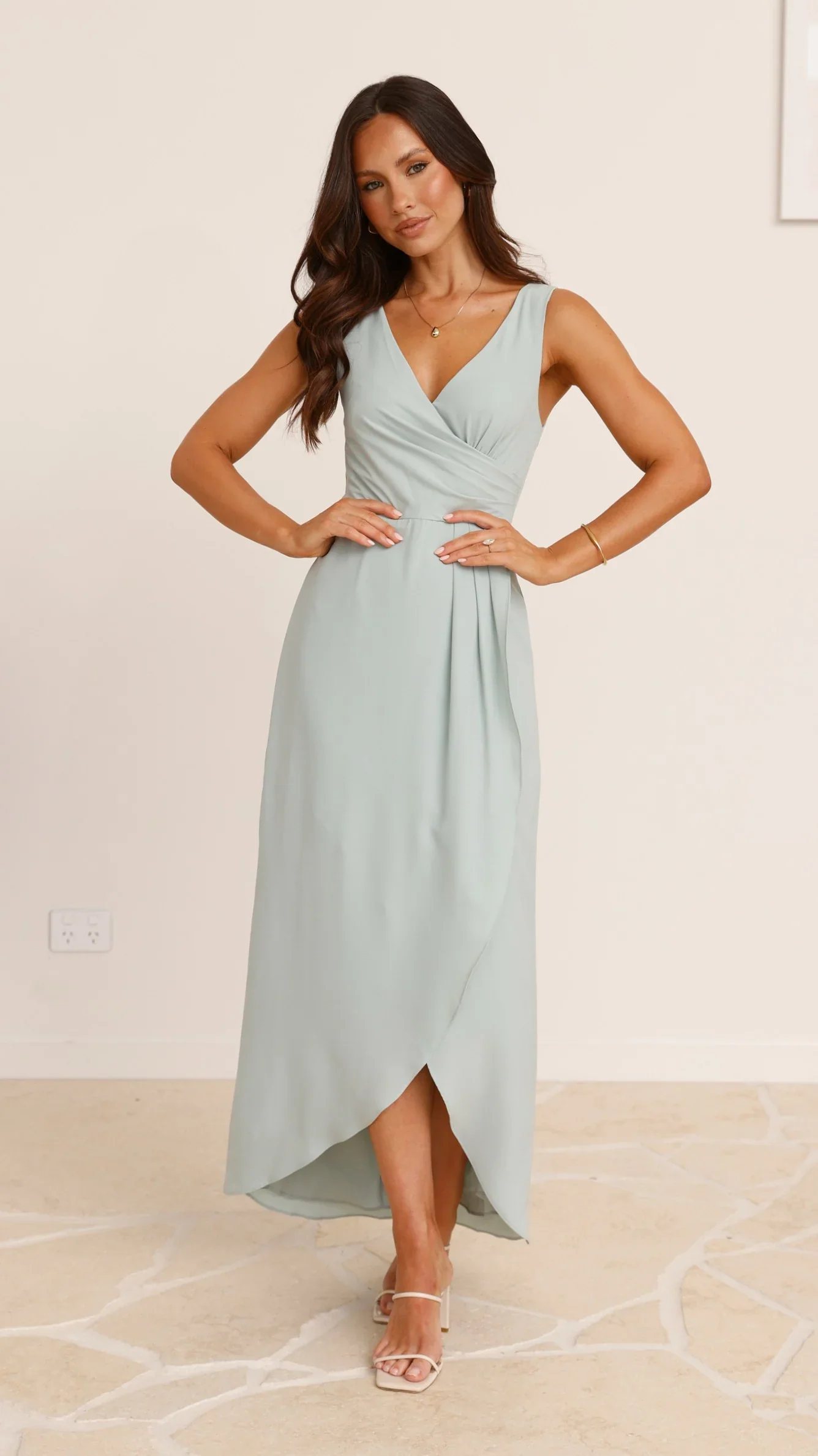Pamela V Neck Maxi Dress - Sage