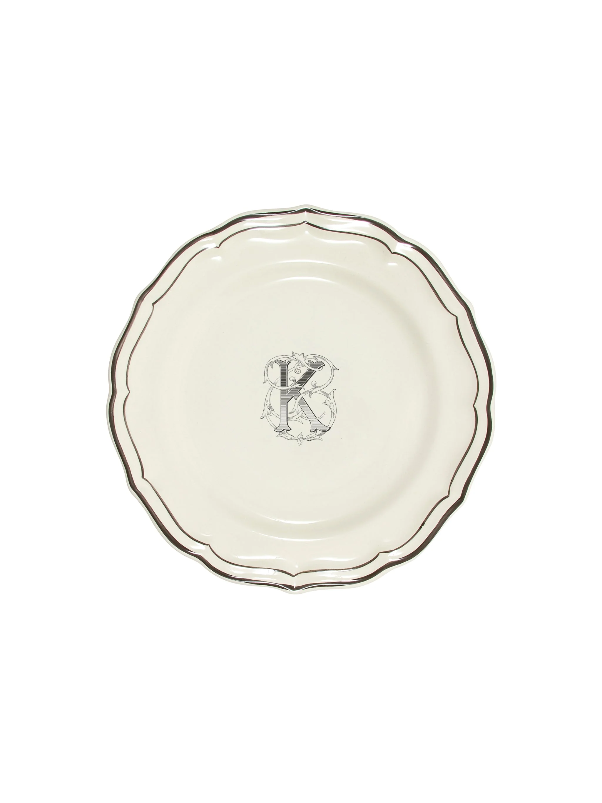 Gien Filet Midnight Monogram Salad Plate